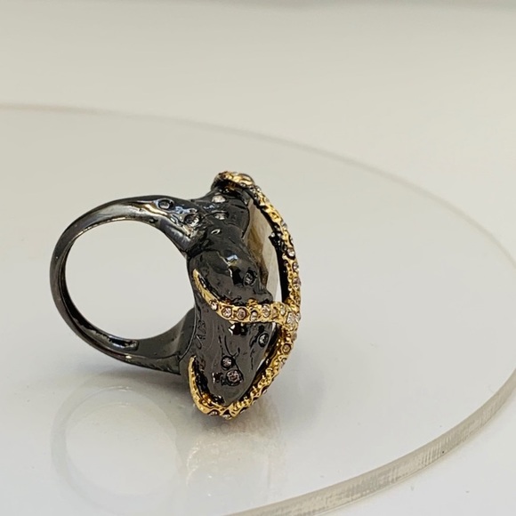 ALEXIS BITTAR • NEW Elements Gunmetal Gold Picture Jasper Crystal Orbiting Ring - Picture 8 of 11